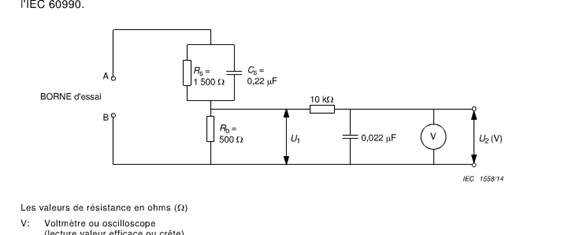 IEC 60335-1節13の接触現在の測定回路図4 0