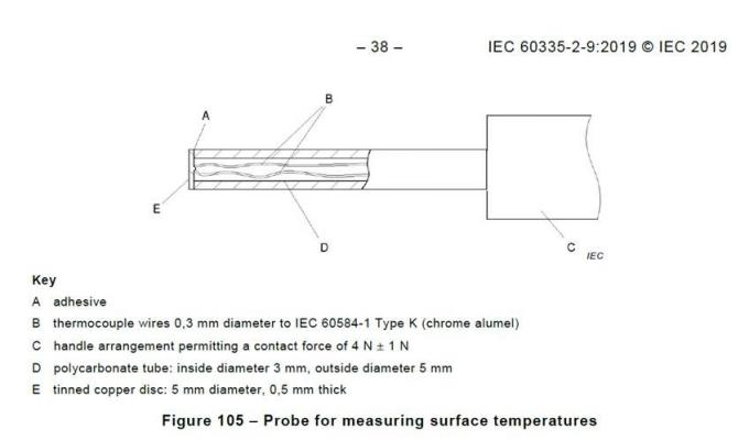 測定の表面温度のためのIEC 60335-2-9図105調査 0